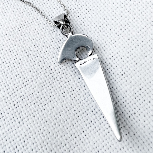 VINTAGE Southwestern Lapis & Sterling Silver Spirit Bear Pendant Necklace Unisex - Picture 4 of 8